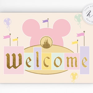 Magische Disneyland Geburtstagsparty Willkommensschild, Instant Download, mehrere Größenoptionen
