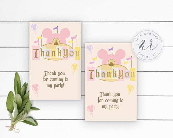 Magical Birthday Party Matching Thank You Tags, Disneyland, Instant Download, Edit Yourself