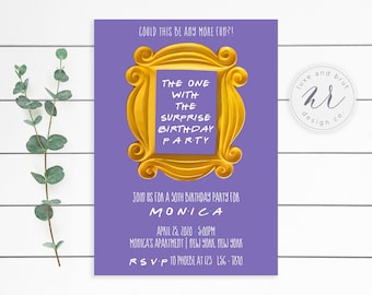 The One With The Surprise Party, Friends Themed Birthday Party Invitation, 30th Birthday, Watercolor, Digital File, Edit Yourself