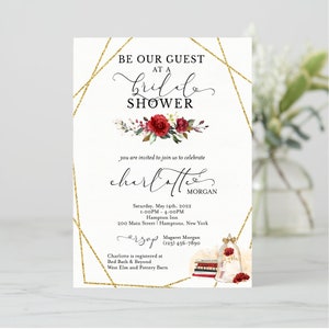 Be Our Guest Bridal Shower Invitation, DIY, Editable Download - Etsy