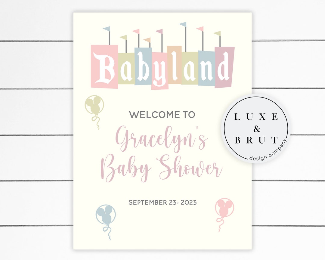 Babyland Baby Shower Sign, Matching Invitation, Edit Yourself