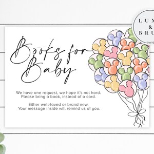Oh Baby Mickey Balloons Baby Shower Matching Books for Baby Insert Card, Editable, Instant Download, Edit Yourself with Corjl