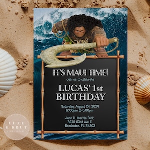 It&#39;s Maui Time Birthday Party Invitation, Moana Birthday Theme, Editable File
