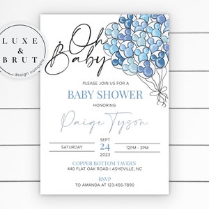 Oh Baby Mickey Balloons Baby Shower Invitation, Editable, Instant Download, Edit Yourself with Corjl