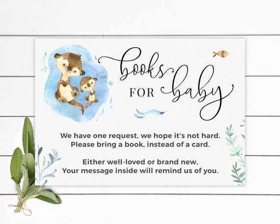 Otter Family Baby Shower Invitation Matching Books for Baby Card, Instant Download