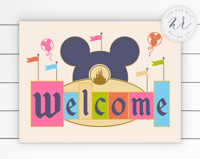 Magical Disneyland Birthday Party Welcome Sign, Instant Download, Multiple Size Options