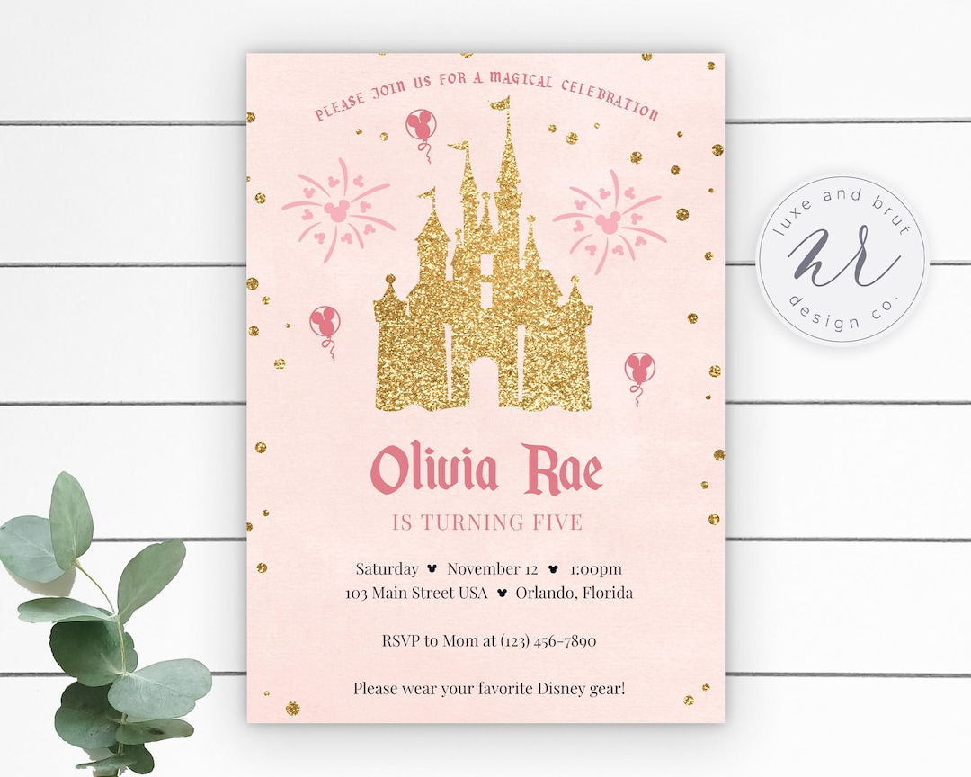 Magical Kingdom Birthday Party Invitation, Disneyland, WDW, Castle ...