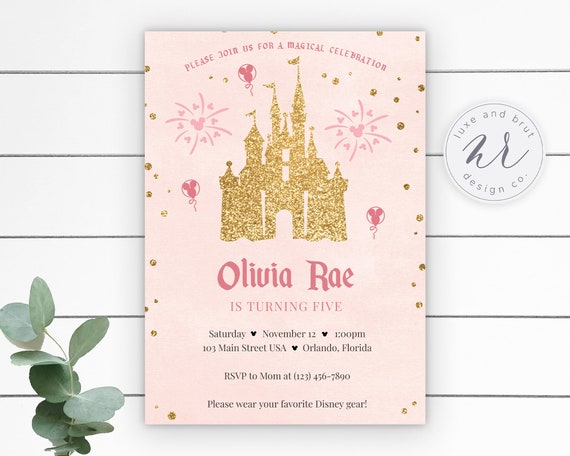 Magical Kingdom Birthday Party Invitation, Disneyland, WDW, Castle, Editable, Instant Download