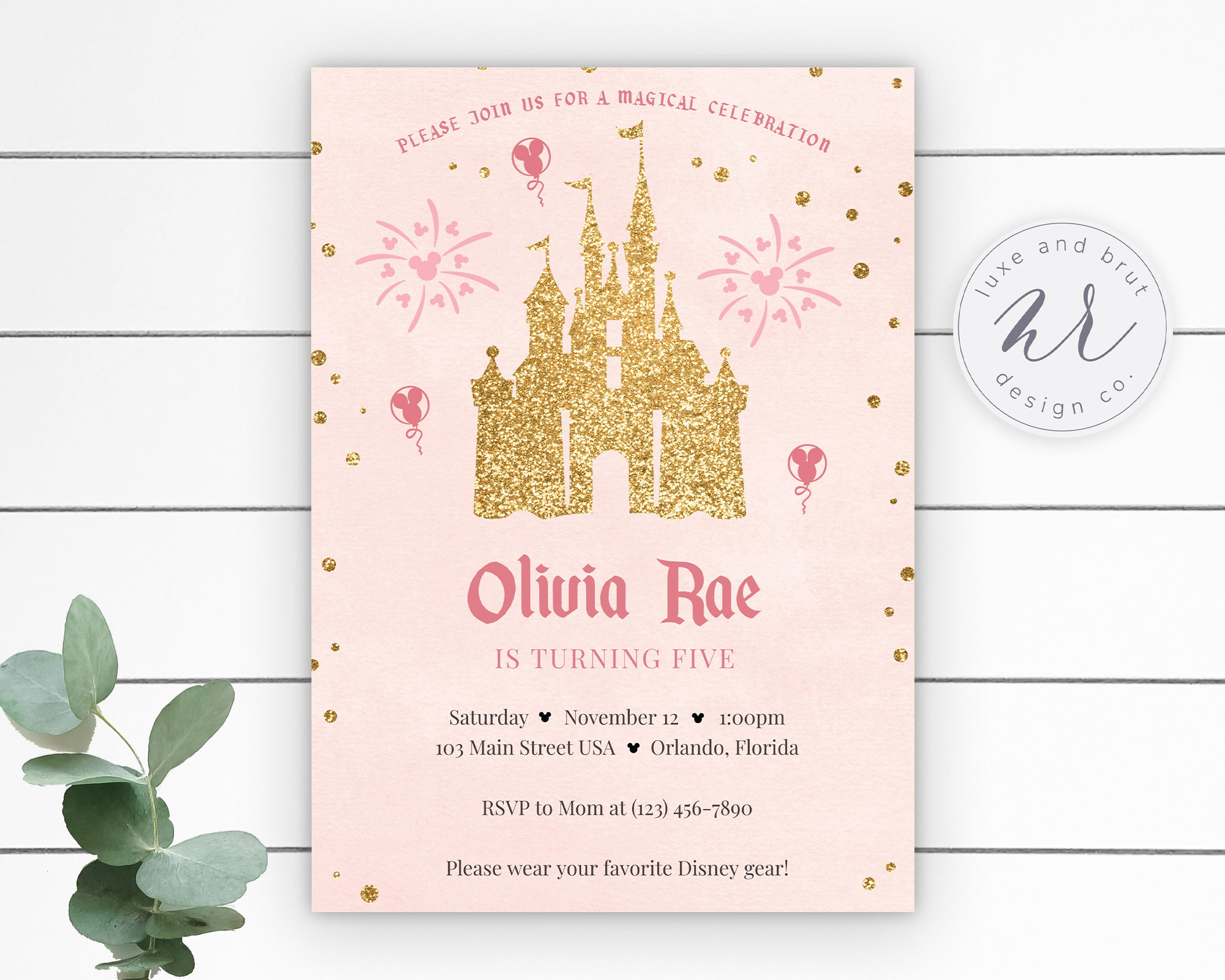 Magical Kingdom Birthday Party Invitation Disneyland WDW - Etsy