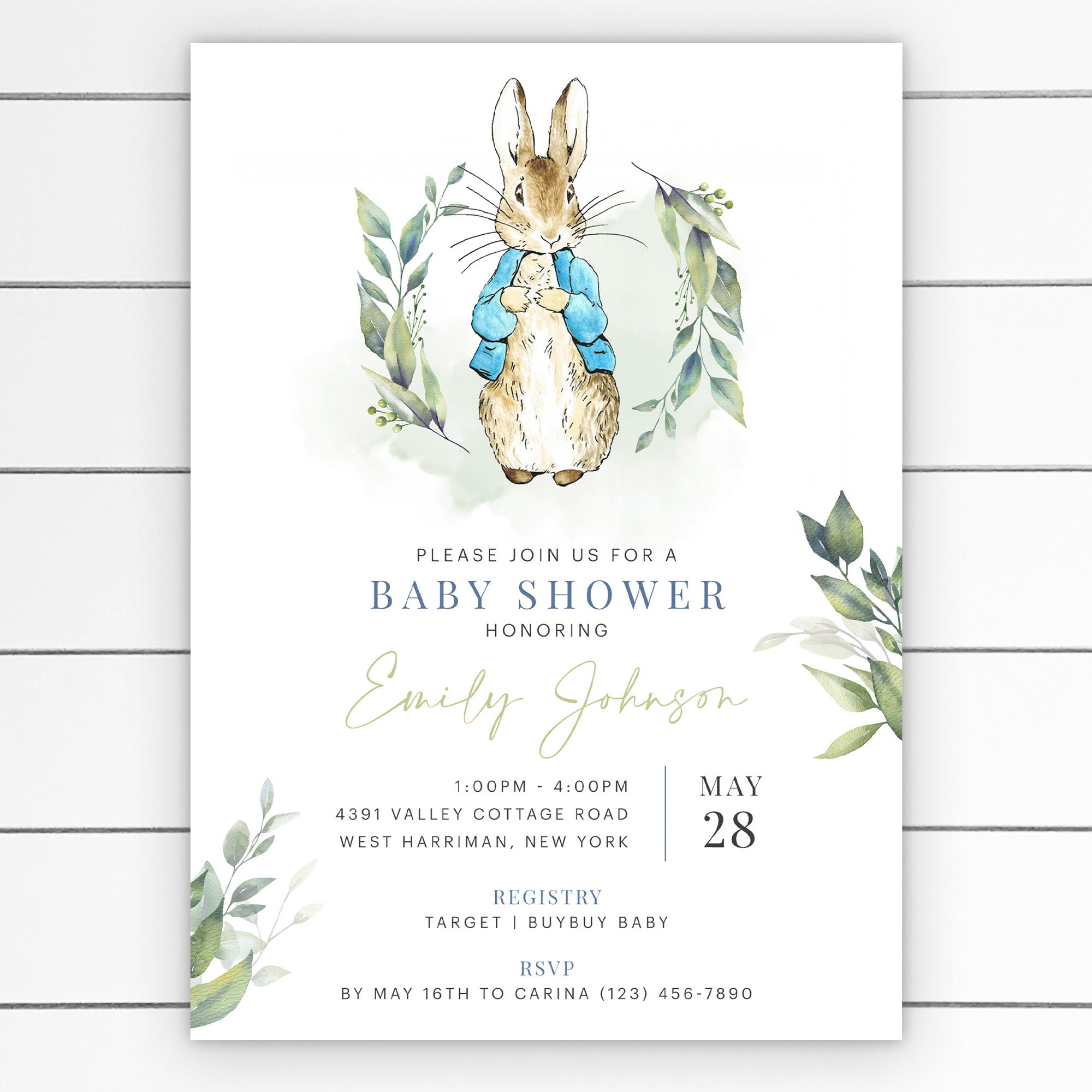 Peter Rabbit Baby Shower Invitation Boy Baby Shower Invitation Template,  Editable Peter Rabbit Invitation Digital, Download, Template, 131 