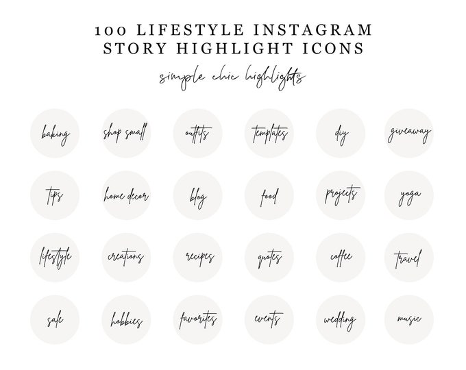 Lifestyle Instagram Highlight Icons, 100 Instagram Story Highlight Covers, Social Media Icons, Bloggers, Brand Kit