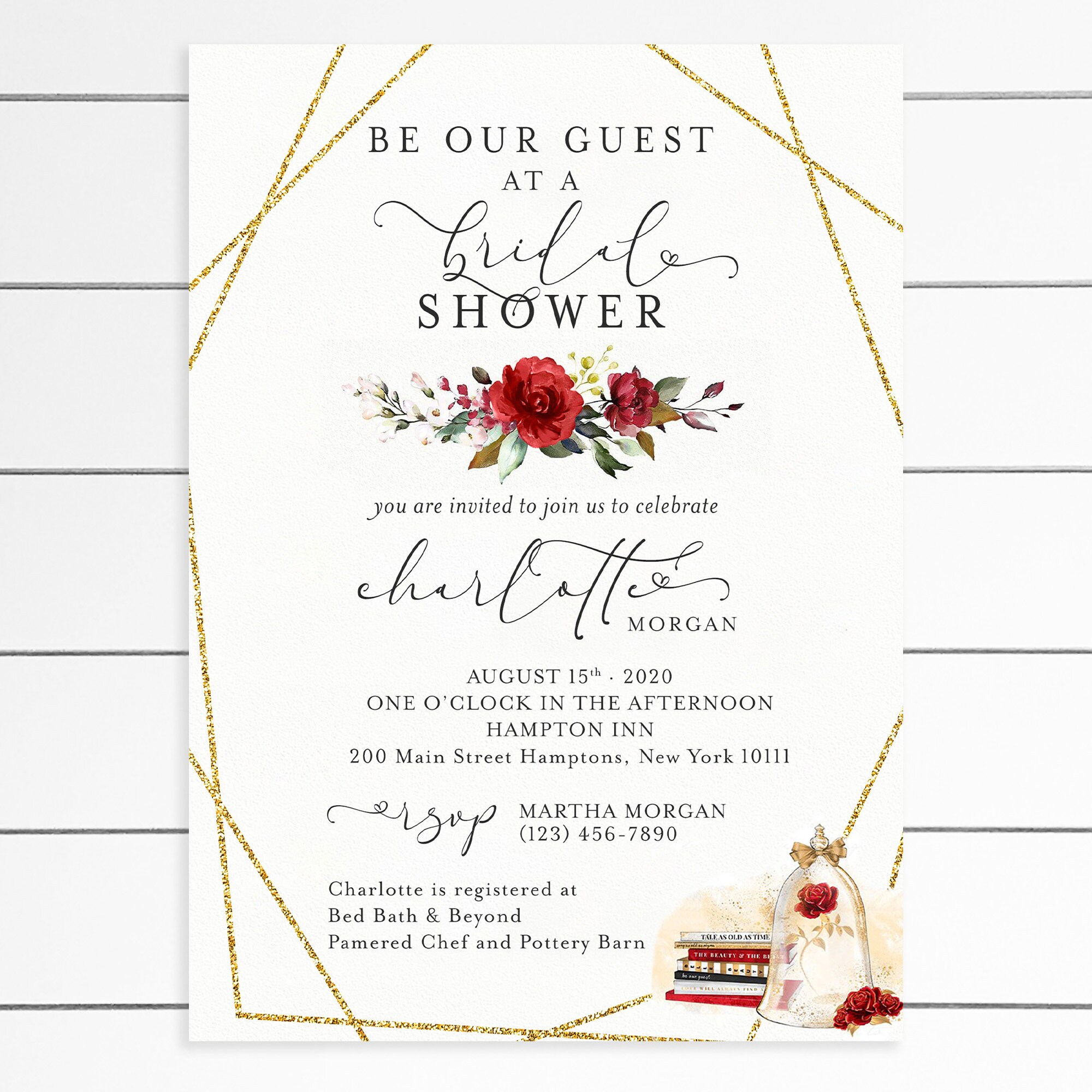 Be Our Guest Bridal Shower Invitation, DIY, Editable Download
