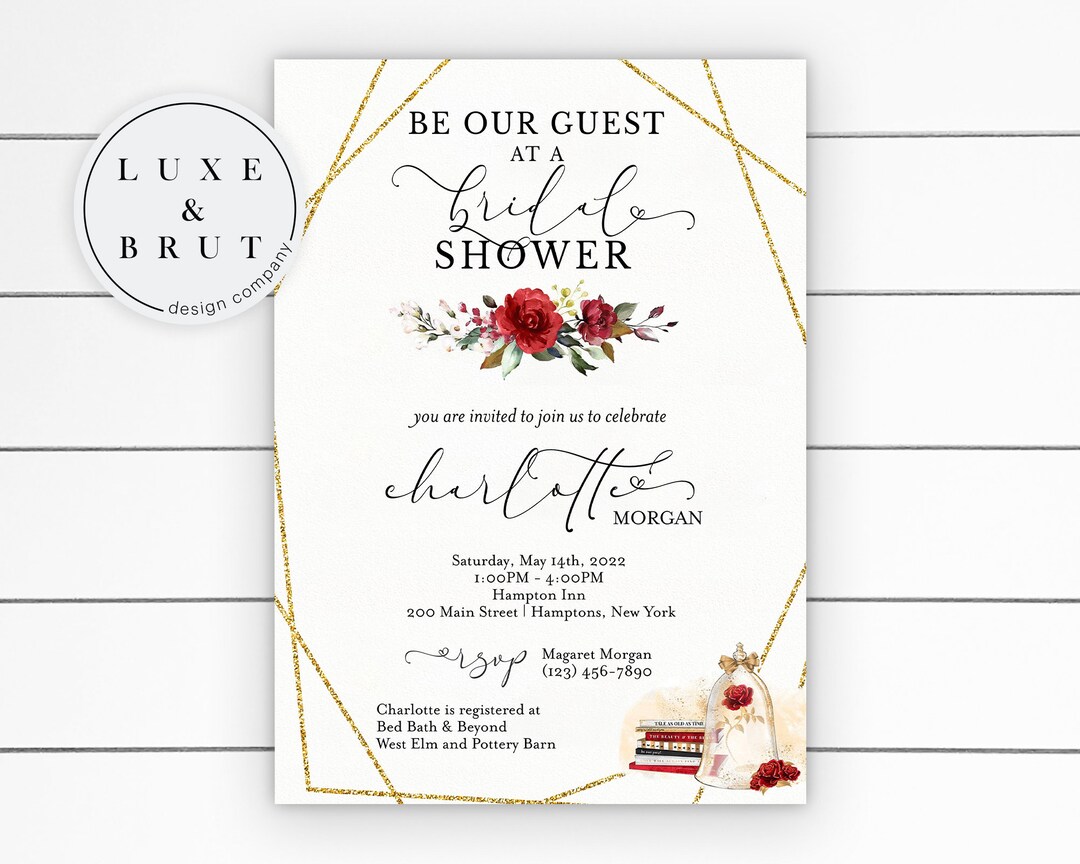 Be Our Guest Bridal Shower Invitation, DIY, Editable Download - Etsy