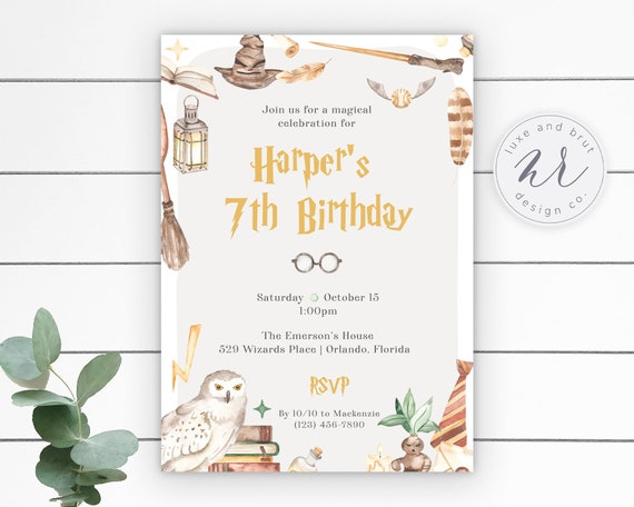 Editable Harry Potter Wizard Birthday Invitation Instant Download