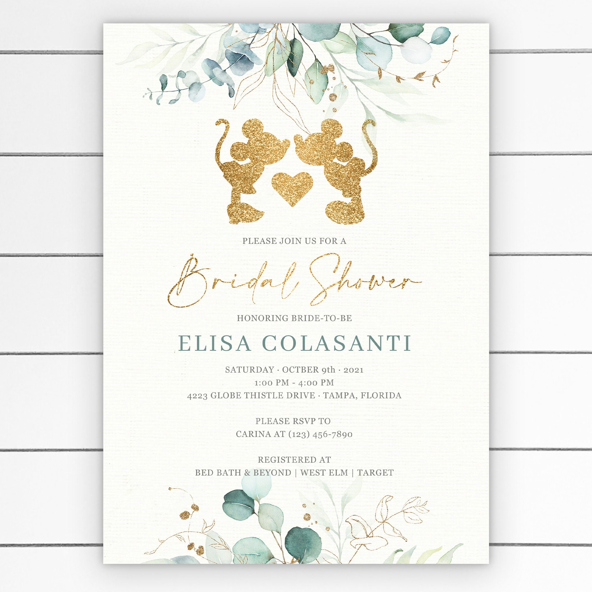 Happily Ever After Bridal Shower Invitation Mickey Minnie Love