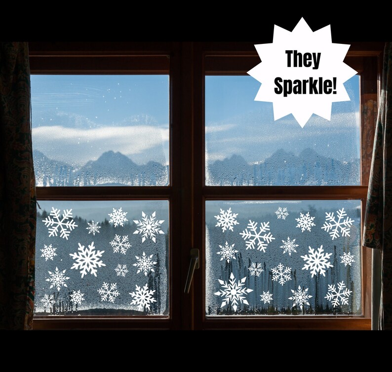 Snowflake Window Cling 13 Snowflakes Etsy