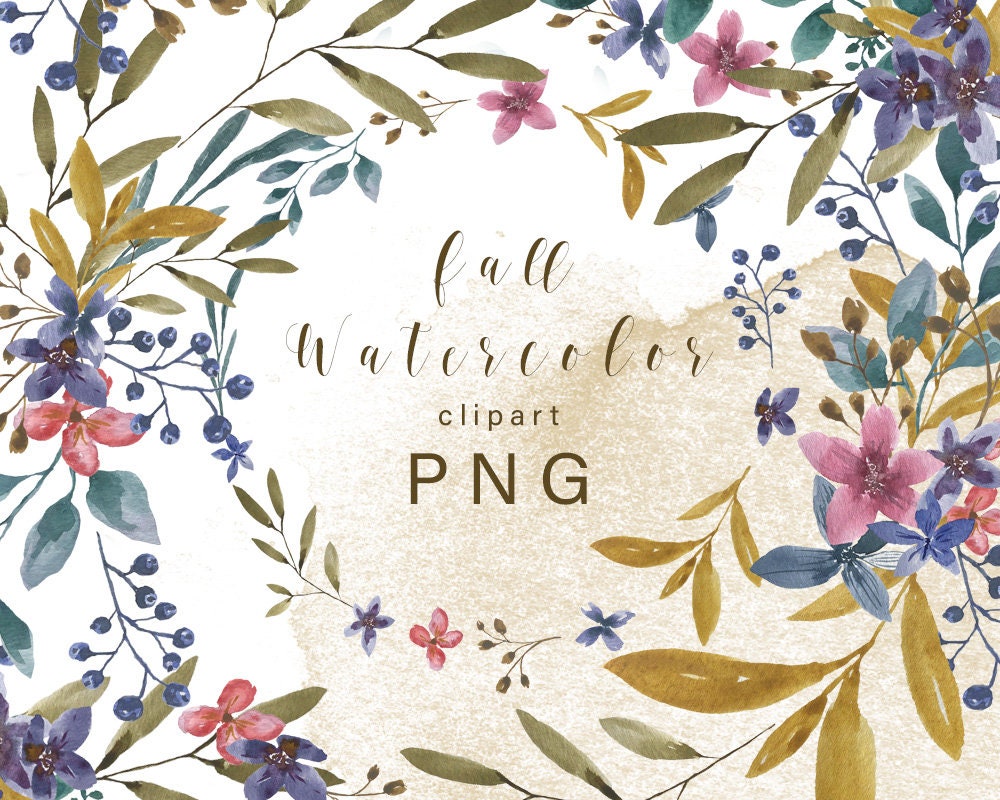 Floral clipart Watercolor floral clipart Autumn clipart | Etsy