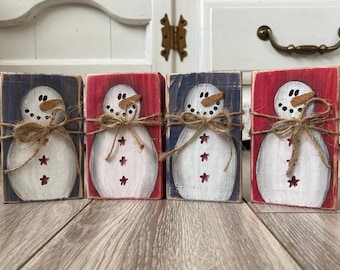 Handpainted  snowman shelf sitters, Christmas gifts/decor