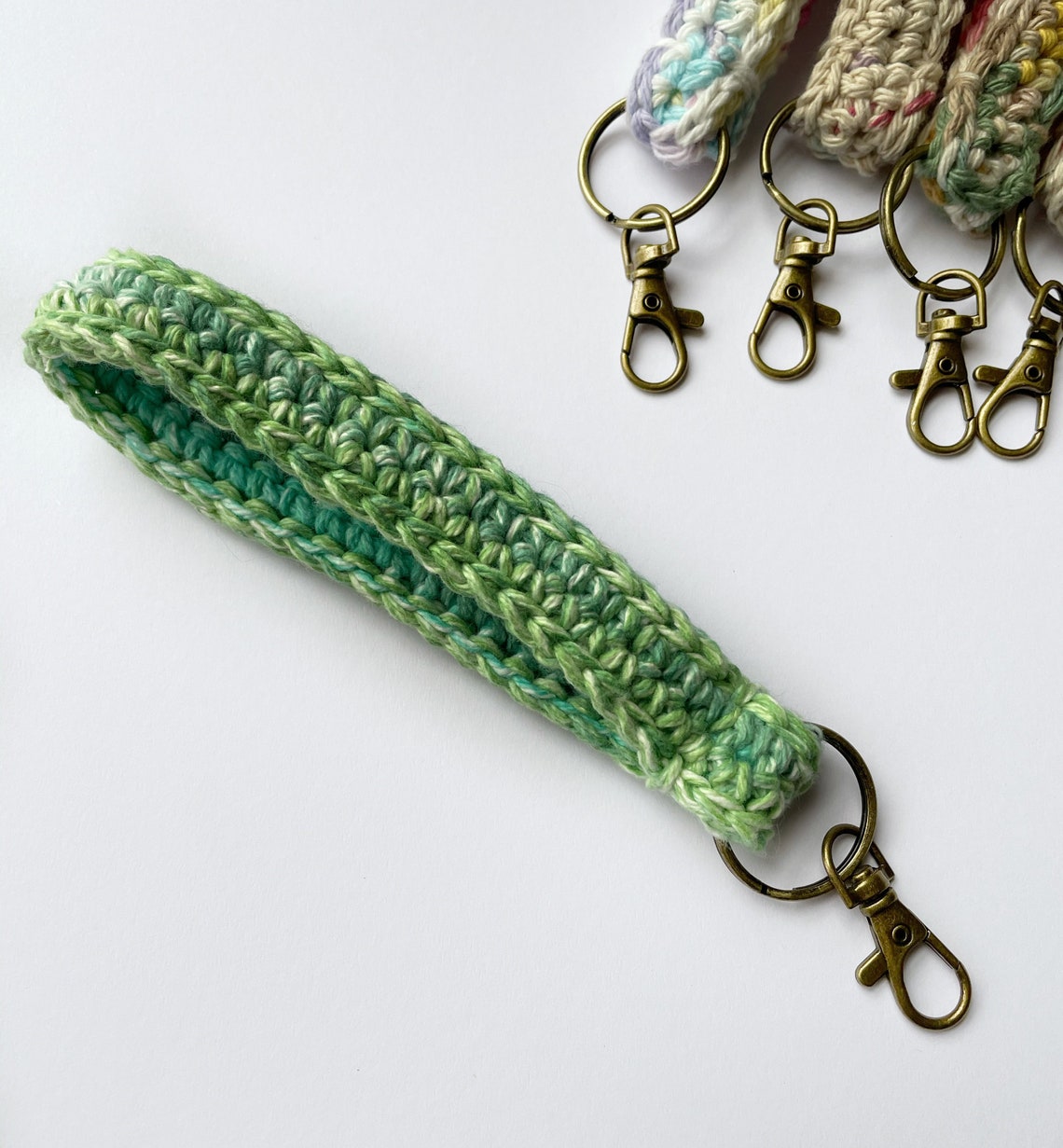 Crocheted Wristlet Keychain Choose From 4 Colorways Vegan Etsy