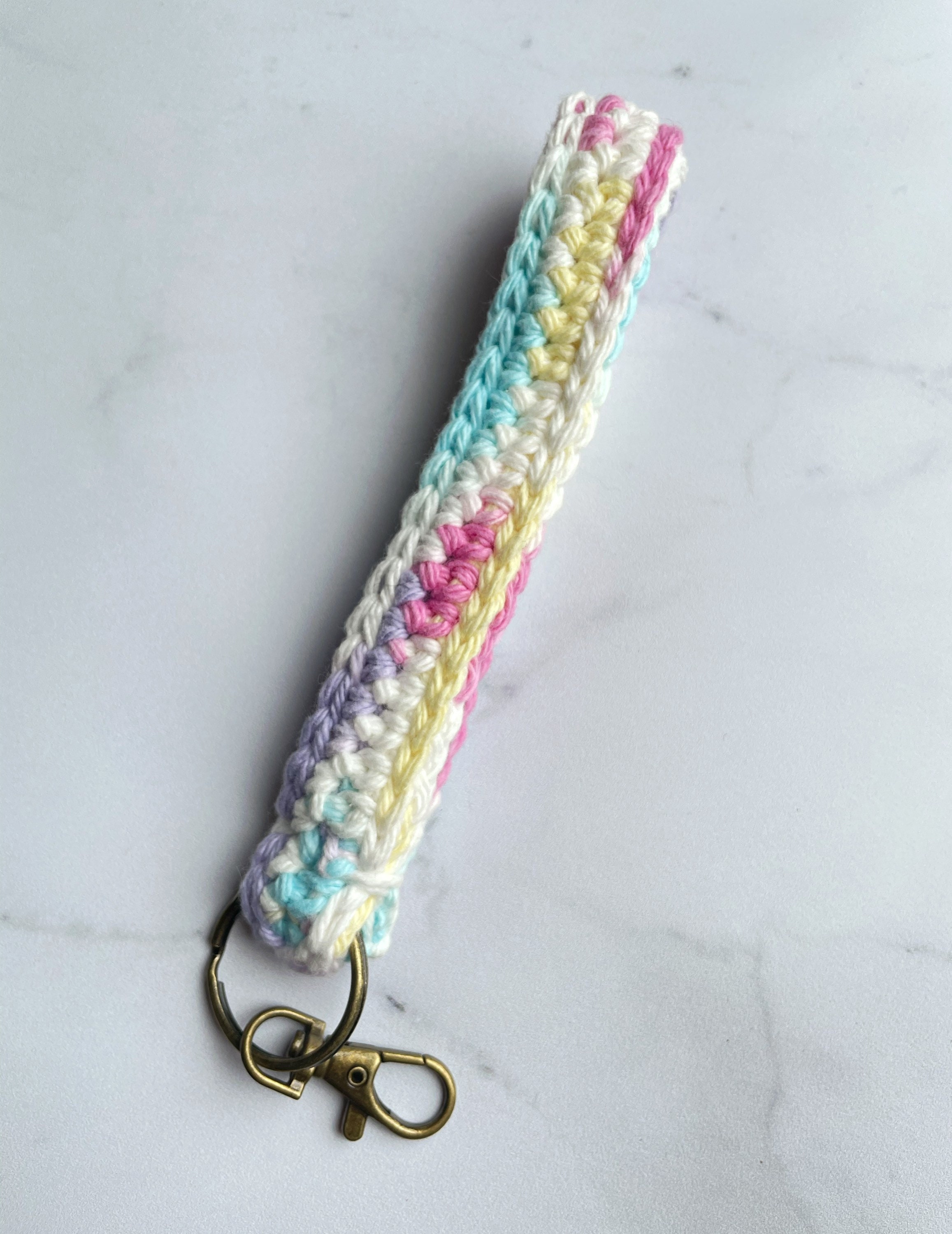 Pastel Crochet Keychain Wrist Lanyard Oak City Crochet Etsy
