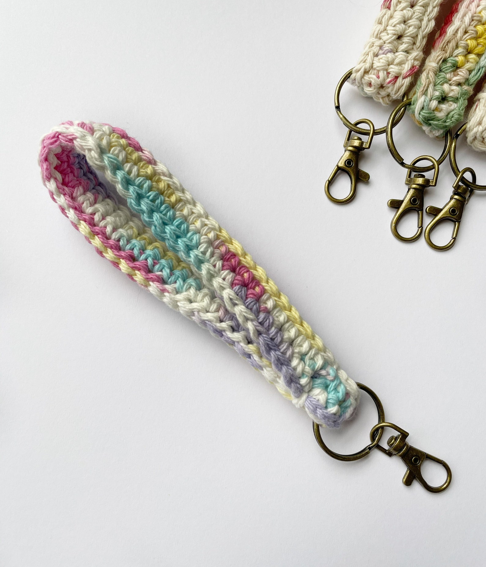 Crocheted Wristlet Keychain Choose From 4 Colorways Vegan Etsy