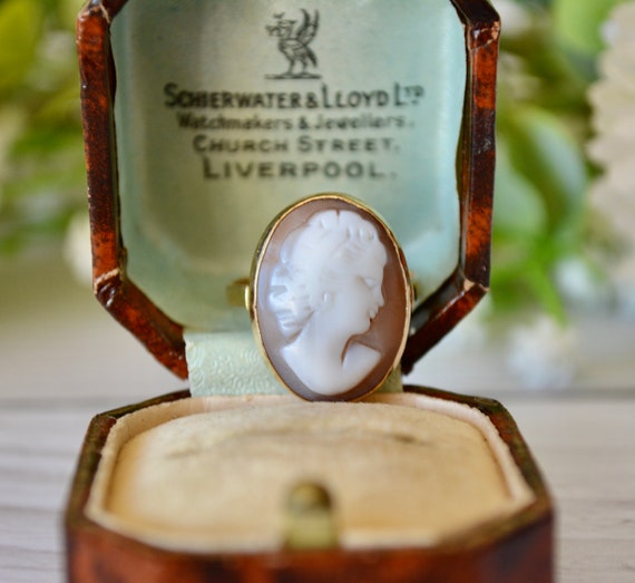 Antique 9K Gold Cameo Ring Size N 1/2(7)(54)