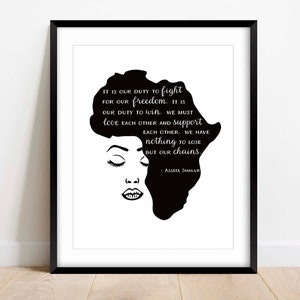 African-American Wall Art, Assata Shakur Quotes, Activist Quotes, Black Woman Wall Art, Africa Artwork, African American Woman Art