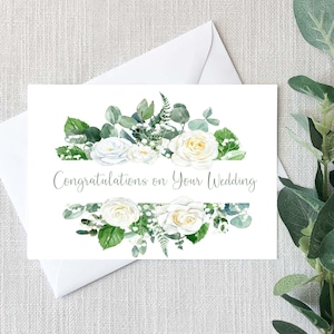 Carte de félicitations imprimable, carte de voeux à téléchargement immédiat, félicitations pour votre mariage, cadeau pour les jeunes mariés, occasion spéciale florale