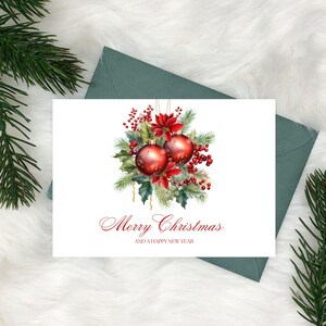 Afdrukbare kerstkaart, vakantiegroeten, afdrukbaar briefpapier, prettige kerstdagen, vrolijk seizoensontwerp, gelukkig nieuwjaarskaart