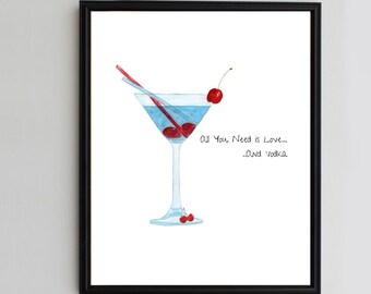 Bar Art, All You Need Is Love and Vodka, Bar Printable Wall Art, Kitchen Wall Art, Funny Bar Decor, Vodka Lovers Gift, Alcohol Wall Decor