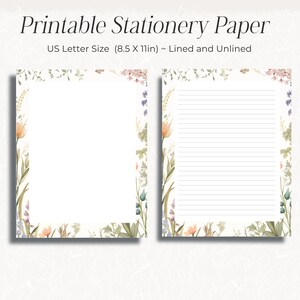 Papelería elegante con motivos florales para imprimir en cartas, diarios o notas