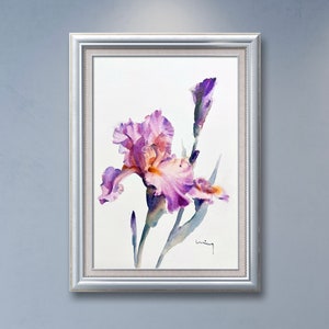 PRINT from original watercolor painting | Purple Iris | wall decor | wall art