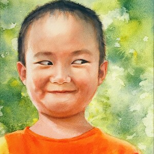 Original high quality custom children&#39;s portrait with watercolor,children&#39;s brithday gift