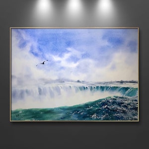 ORIGINAL watercolour landscape painting | Niagara Falls | wall decor