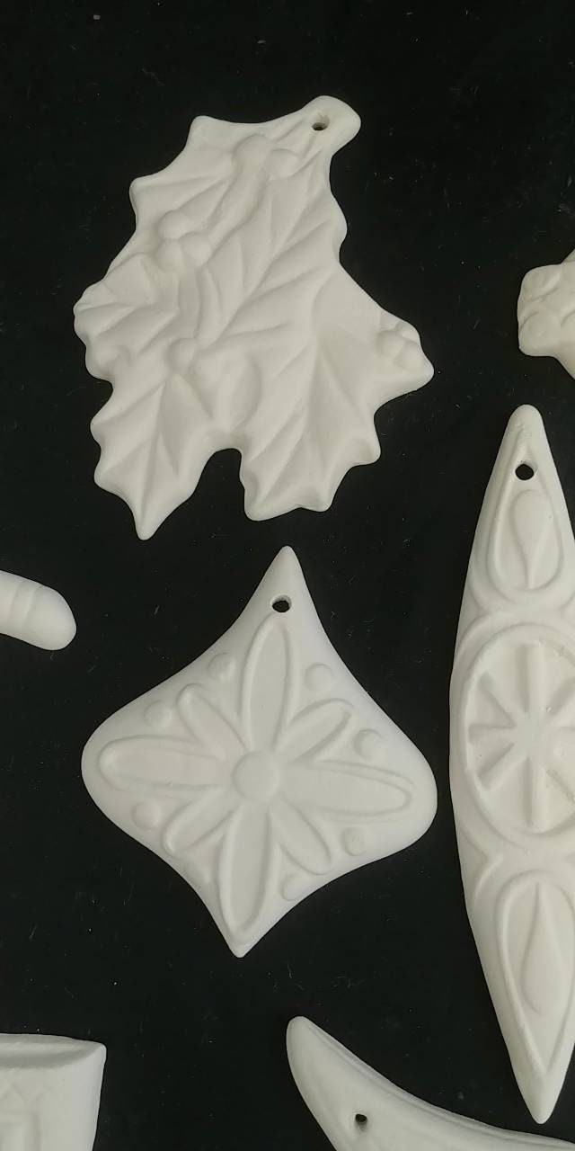 Unpainted Ceramic Bisque Christmas Ornaments Set of 15 DIY Etsy