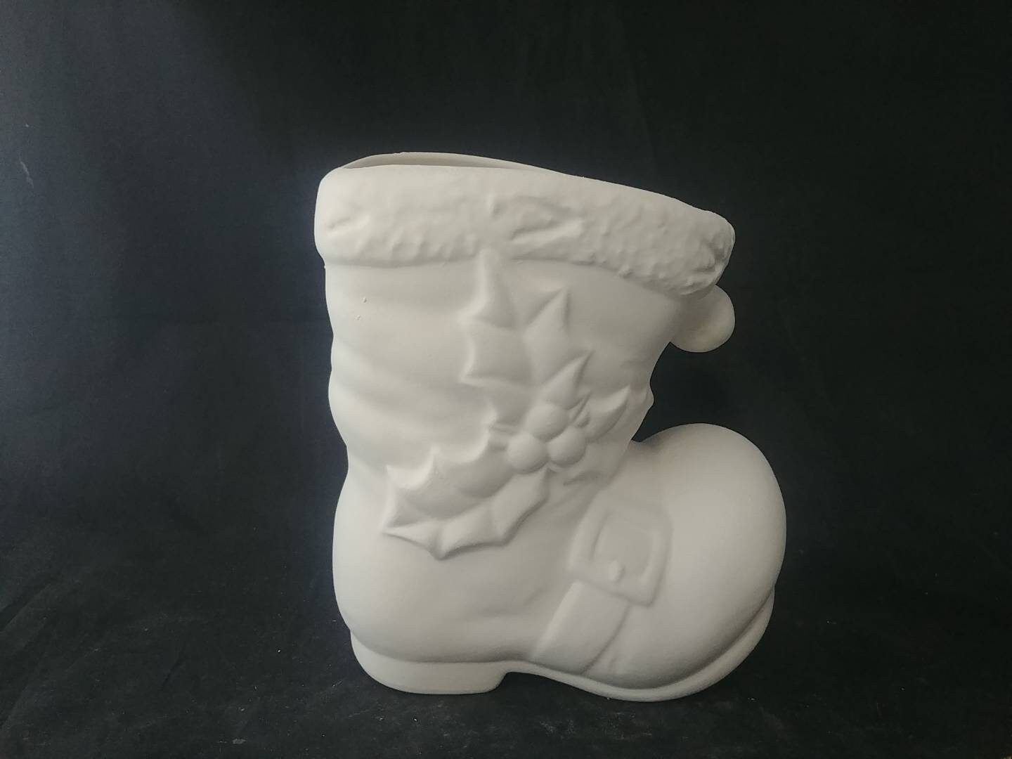 Ready to Paint Glazed Inside Santa Boot Vase 6 Ceramic Bisque Ceramics
