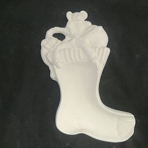 Unpainted Ceramic Bisque Christmas Stocking Dish, Christmas Decor, Ready to Paint, Ceramics to Paint Yourself, DIY