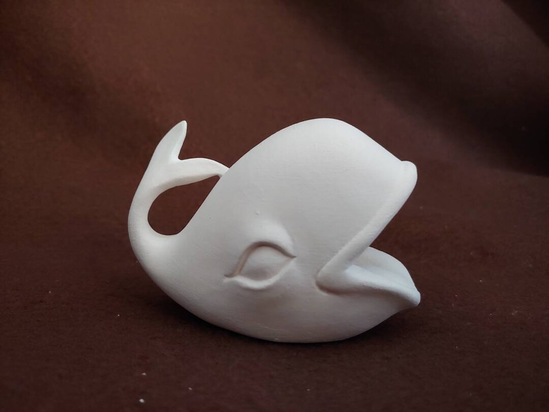 Unpainted Ceramic Bisque Whale Ashtray Paintbrush Holder, Ready to