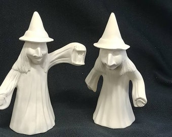 Unpainted Ceramic Bisque Halloween Witches Ceramics to Paint Yourself