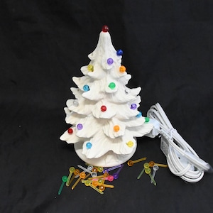Unpainted Ceramic Bisque Small 7&quot; Christmas Tree Light Kit Ready to Paint DIY