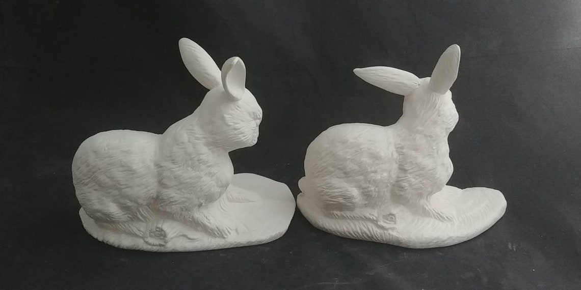 Unpainted Ceramic Bisque Bunny Rabbits Set of 2 Easter Spring - Etsy UK
