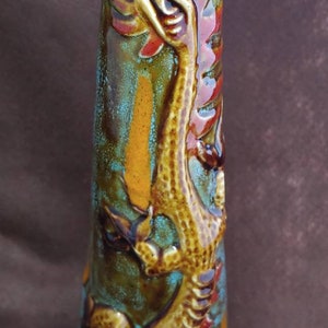 Finished Handmade Decorative Ceramic Dragon Vase made from a Vintage Mold