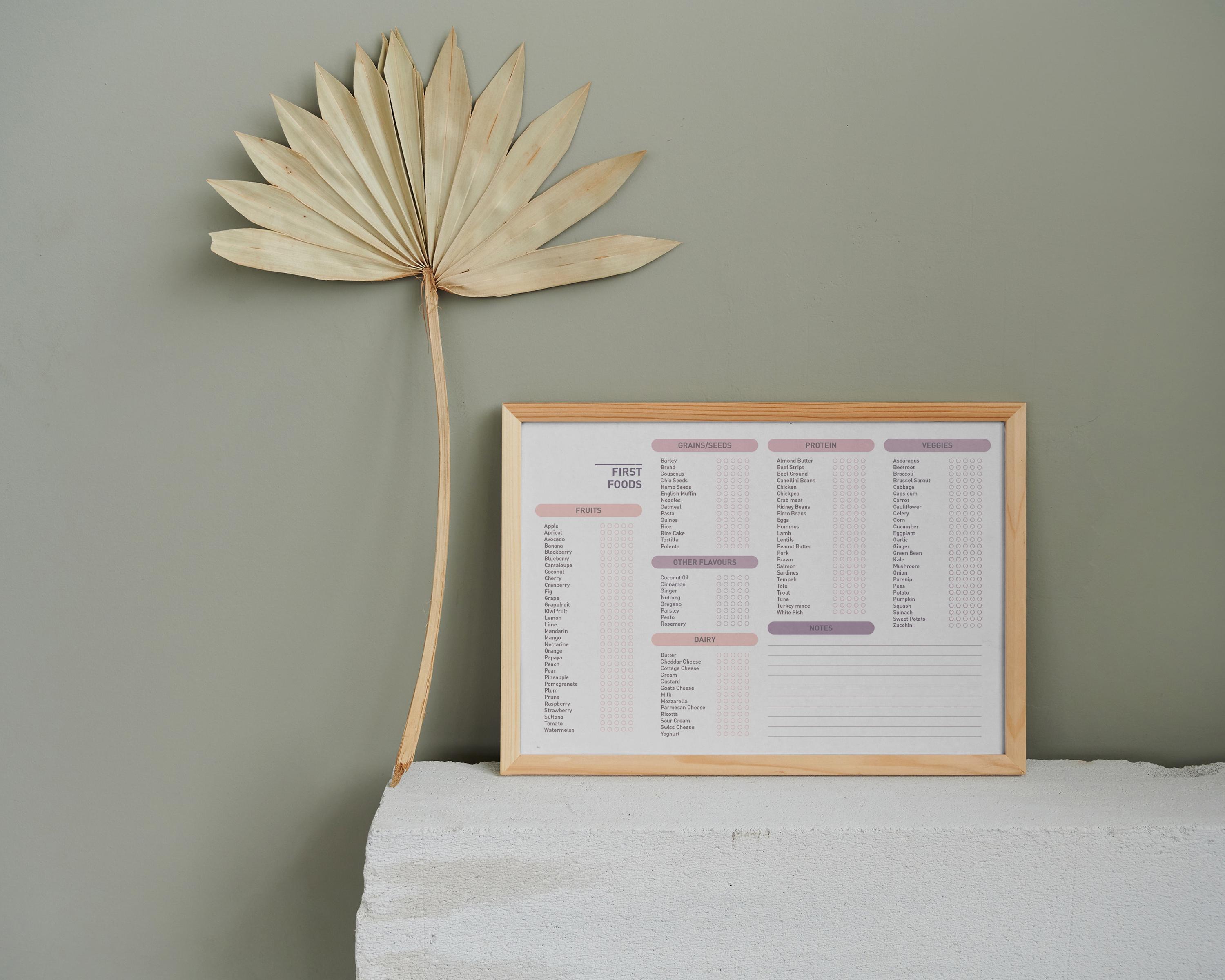 Baby First Foods Chart Digital Download Etsy