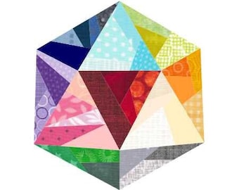 Geometric Foundation Paper Piece Pattern, PDF instant download, 6 & 6 inch, easy geometric foundation piecing FPP quilt, scrap buster