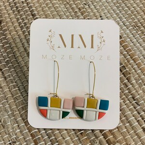 Polymer Clay Earrings -  Arena+ Azul + Verde + Mostaza+ Carmín +Rosa
