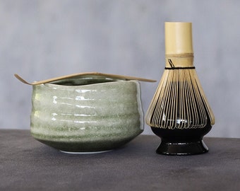 Bamboo Chasen Whisk Japan Senbird Organic Ceremonial Matcha Starter Set Matcha Spoon Whisk Holder and 30g Organic Japanese Matcha Green Tea Powder From Kyoto Matcha Bowl 5pc Matcha Tea Kit