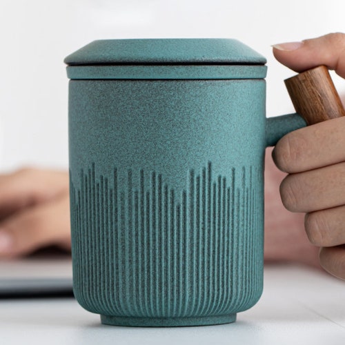 Porcelain Tea Cup With Infuser and Lid Ceramic Tea Mugs Etsy