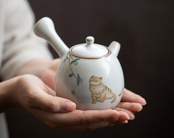 TANGPIN TEA- Ceramic Kyusu Teapot Cute Cat Chinese Tea Pot 250ml