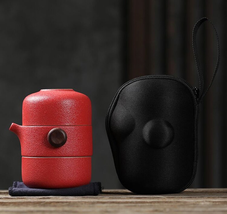 TANGPIN TEA Ceramic Teapot with 2 Cups Portable Travel Tea Etsy