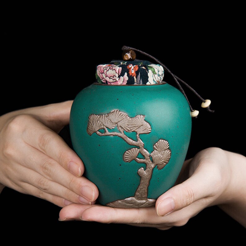 TANGPIN TEACeramic Tea Canisters Green Porcelain Tea Jars Etsy